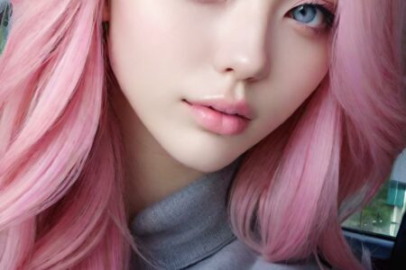 AI girl with pink hair wallpaper
