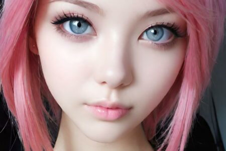 AI girl with pink hair wallpaper