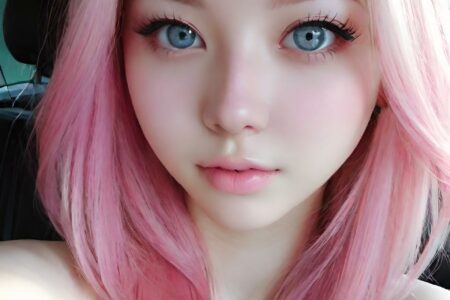 AI girl with pink hair wallpaper