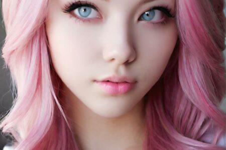 AI girl with pink hair wallpaper