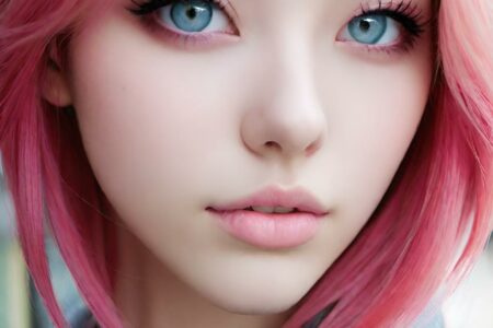 AI girl with pink hair wallpaper
