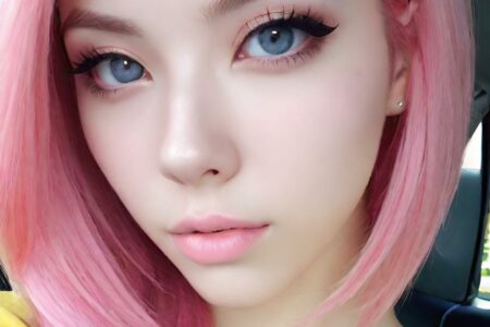 AI girl with pink hair wallpaper