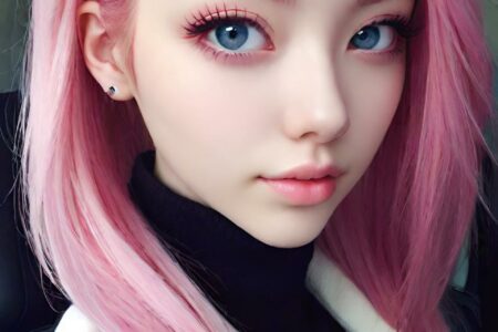AI girl with pink hair wallpaper