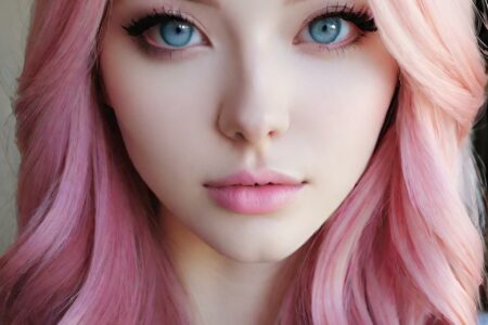 AI girl with pink hair wallpaper