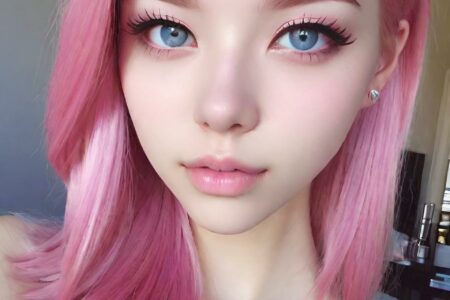 AI girl with pink hair wallpaper