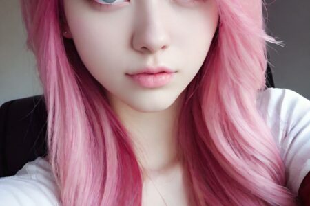 AI girl with pink hair wallpaper