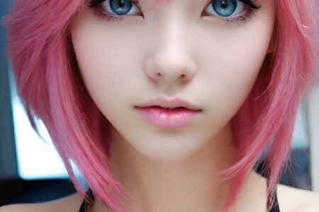 AI girl with pink hair wallpaper