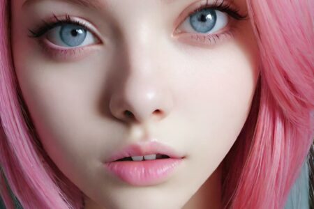 AI girl with pink hair wallpaper