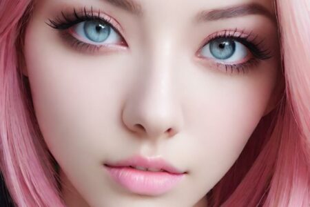 AI girl with pink hair wallpaper