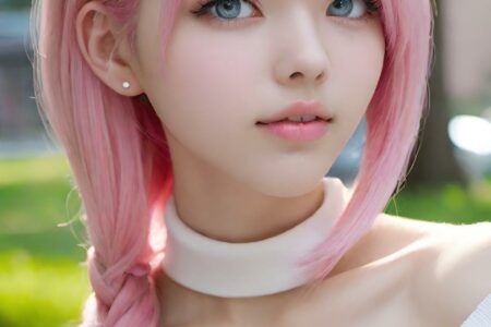AI girl with pink hair wallpaper