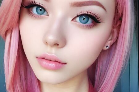 AI girl with pink hair wallpaper