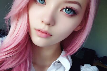 AI girl with pink hair wallpaper