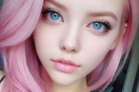 AI girl with pink hair wallpaper