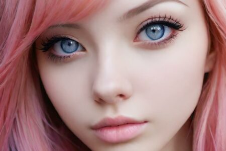 AI girl with pink hair wallpaper