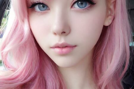 AI girl with pink hair wallpaper