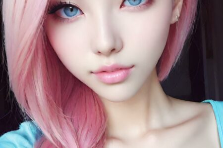 AI girl with pink hair wallpaper