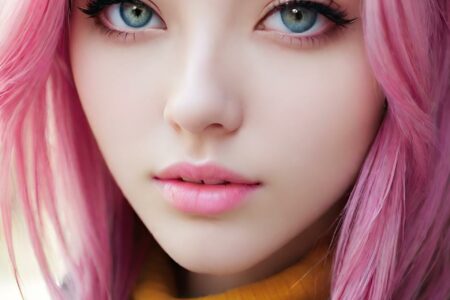 AI girl with pink hair wallpaper