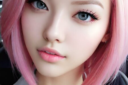 AI girl with pink hair wallpaper