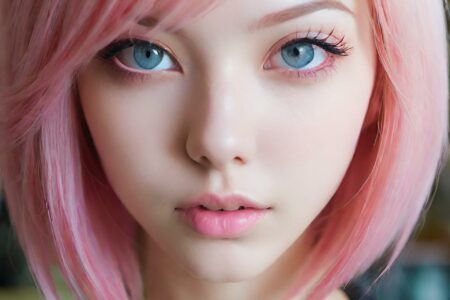 AI girl with pink hair wallpaper