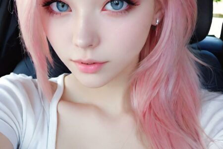 AI girl with pink hair wallpaper