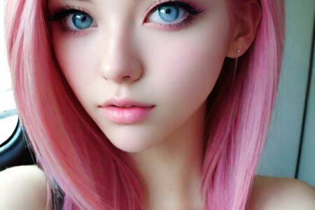 AI girl with pink hair wallpaper