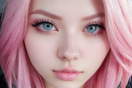AI girl with pink hair wallpaper
