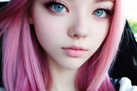 AI girl with pink hair wallpaper