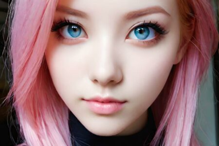 AI girl with pink hair wallpaper