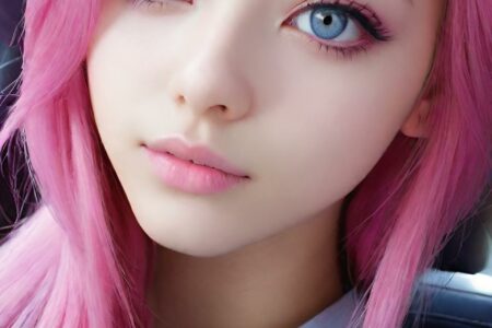 AI girl with pink hair wallpaper