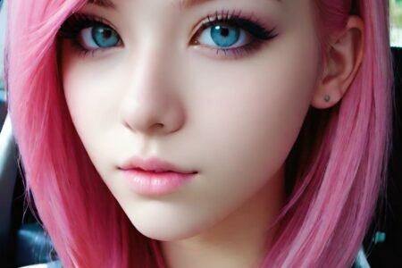 AI girl with pink hair wallpaper