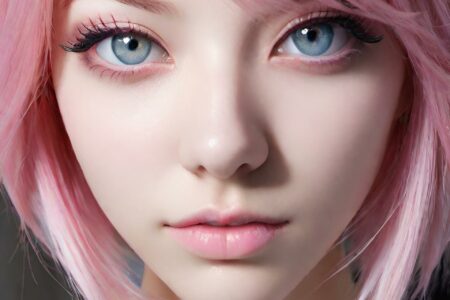 AI girl with pink hair wallpaper