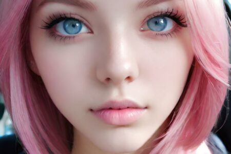 AI girl with pink hair wallpaper