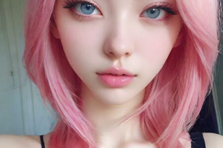 AI girl with pink hair wallpaper