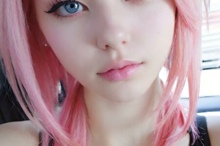AI girl with pink hair wallpaper