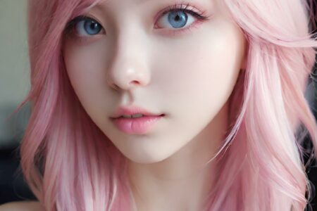AI girl with pink hair wallpaper