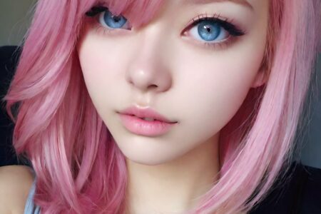 AI girl with pink hair wallpaper