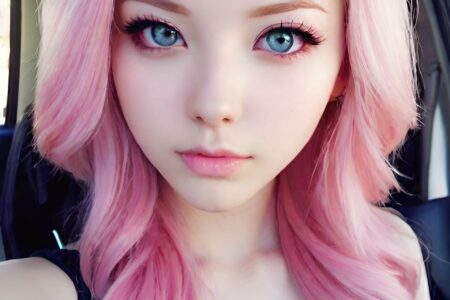 AI girl with pink hair wallpaper