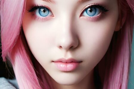 AI girl with pink hair wallpaper