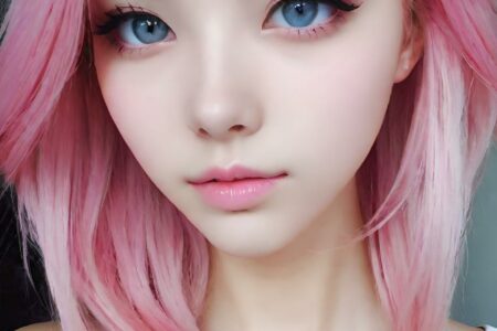 AI girl with pink hair wallpaper