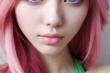 AI girl with pink hair wallpaper