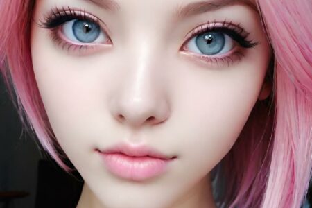 AI girl with pink hair wallpaper