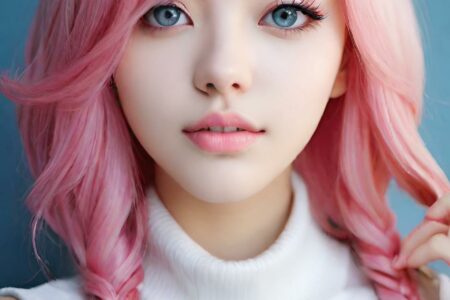 AI girl with pink hair wallpaper
