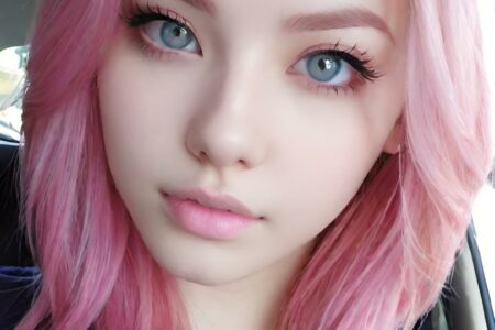 AI girl with pink hair wallpaper