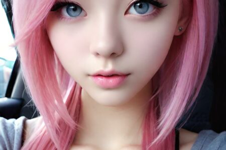 AI girl with pink hair wallpaper