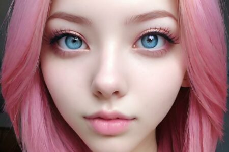 AI girl with pink hair wallpaper