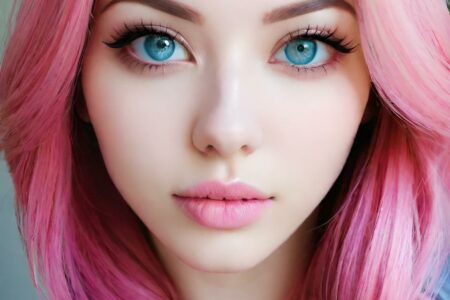 AI girl with pink hair wallpaper