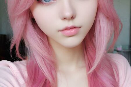 AI girl with pink hair wallpaper