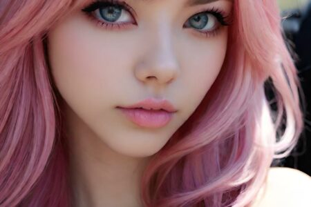 AI girl with pink hair wallpaper