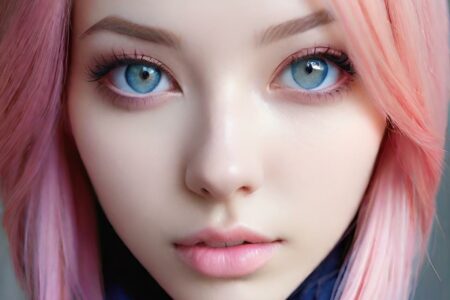 AI girl with pink hair wallpaper