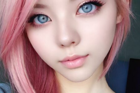 AI girl with pink hair wallpaper